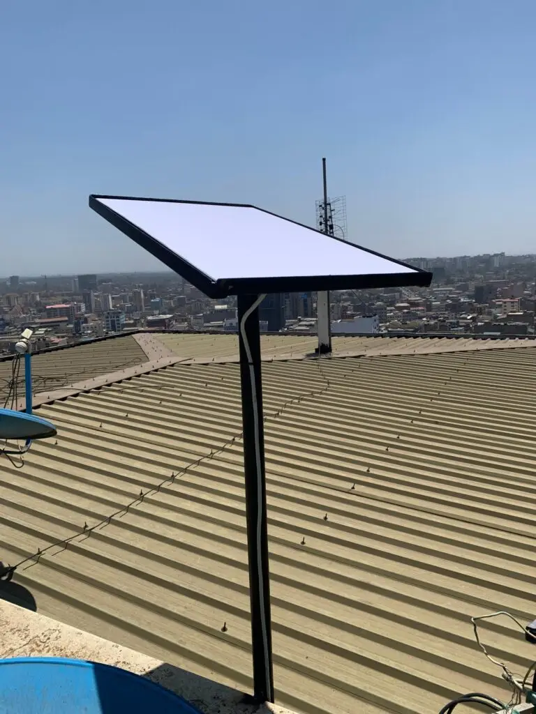 Starlink Kenya satellite dish installed on a rooftop in Kenya